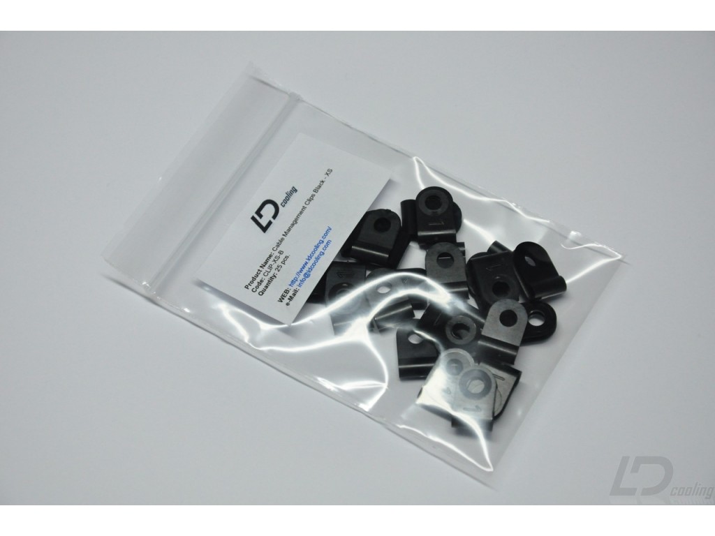 Cable Management Clip Black XS 25 Pack LD Cooling Computer Cases