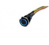 Black Vandal Switch - 19mm - Blue LED