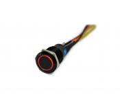 Black Vandal Switch - 19mm - Red LED